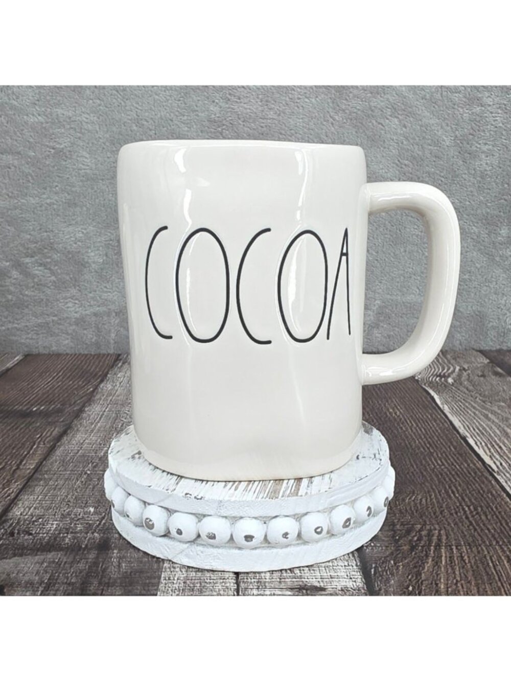 Rae Dunn LL Coffee Mug COCOA Cream Black Farmhouse Rustic Cottagecore Boho Cult